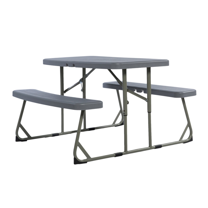 Zoomie Kids Commercial Grade Easy Fold Folding Plastic Kids Outdoor Picnic Table and Benches adult Kids Table Chair Sets